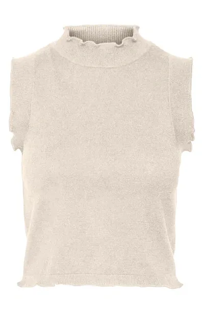 Vero Moda Ruffle Neck Sleeveless Sweater In Birch