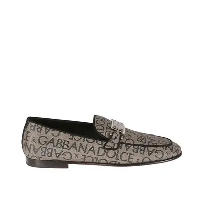 Dolce & Gabbana Jaquard Loafers In Cream