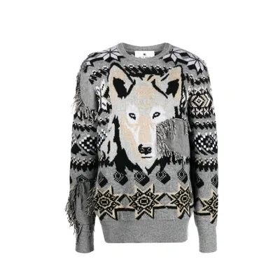 Etro Wool Sweater In Gray