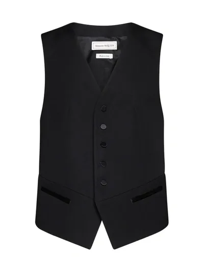 Alexander Mcqueen Men's Tailored Wool Vest In Black