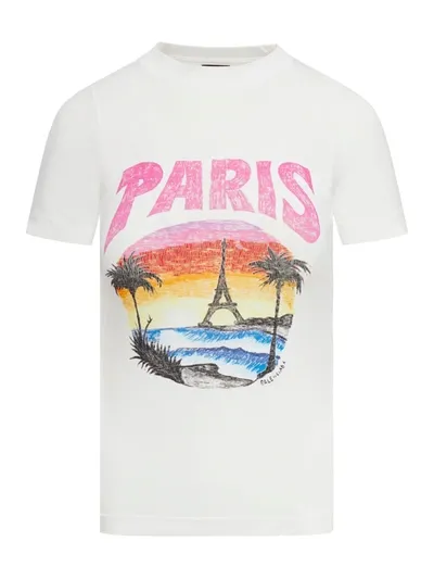 Balenciaga Tropical Paris Cotton Jersey T-shirt In White