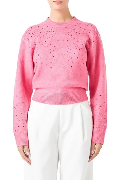 Endless Rose Women's Sequins Knit Sweater In Pink