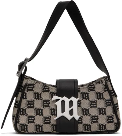 Misbhv Beige & Black Jacquard Monogram Mini Shoulder Bag In Mlc