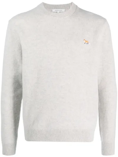 Maison Kitsuné Sweater With Fox Application In Grey