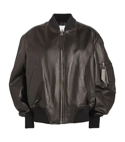 Attico Leather Oversized Anja Bomber Jacket In 833 Ganache