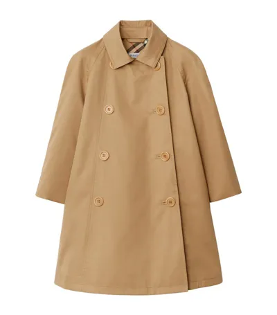 Burberry Kids' Twill Double-breasted Coat In Beige