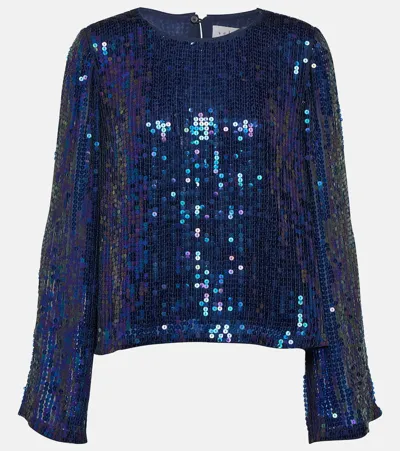 Velvet Evie Sequined Top In Blue