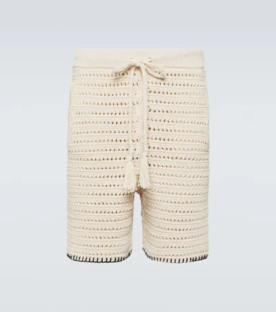 Alanui Crochet-knit Drawstring Shorts In White