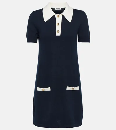 Miu Miu Cashmere Minidress In Blue