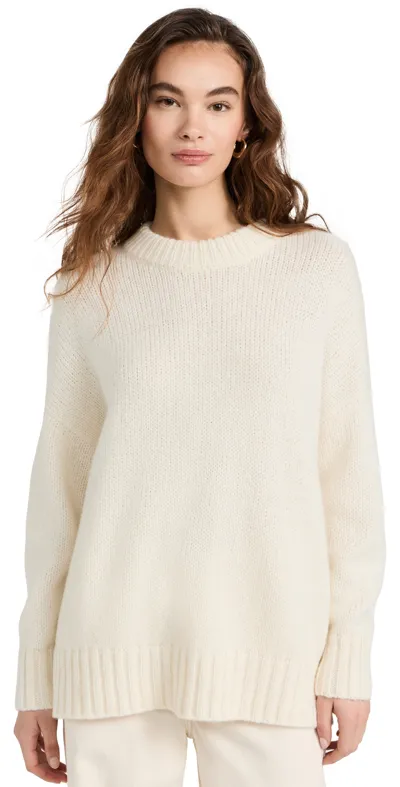 Jenni Kayne Alpaca Cocoon Crew Neck Pullover Ivory M