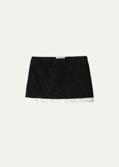 Miu Miu Sequined-tweed Mini Skirt In Black