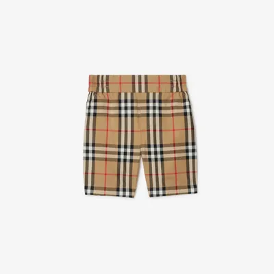 Burberry Kids' Vintage Check Elasticated Cotton Shorts In Archive Beige