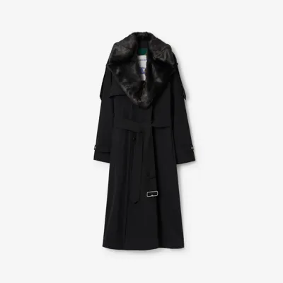 Burberry Long Kennington Trench Coat In Black