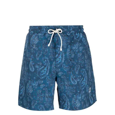 Brunello Cucinelli Paisley-print Swim Shorts In Light Wash