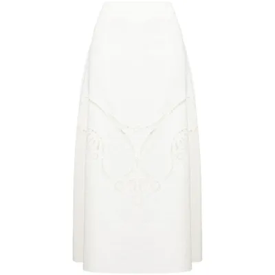 Chloé Broderie Anglaise Crepe Midi Skirt In White