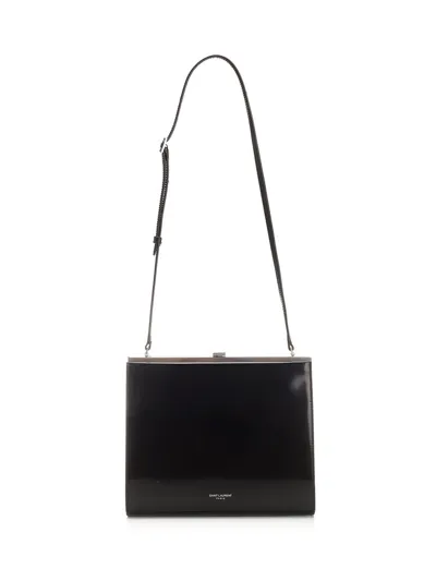 Saint Laurent Logo Detailed Shoulder Bag In Black