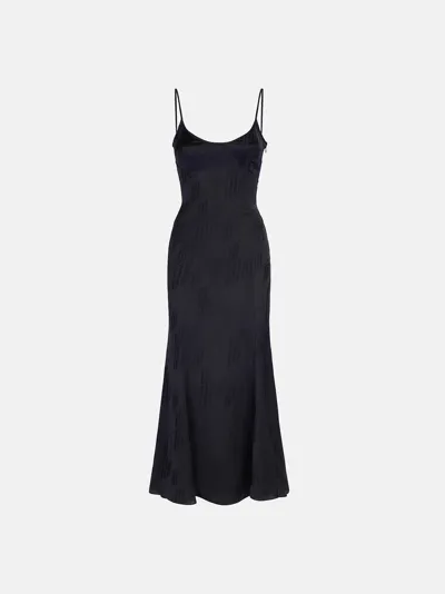 Attico Jacquard Satin Sleeveless Midi Dress In Black