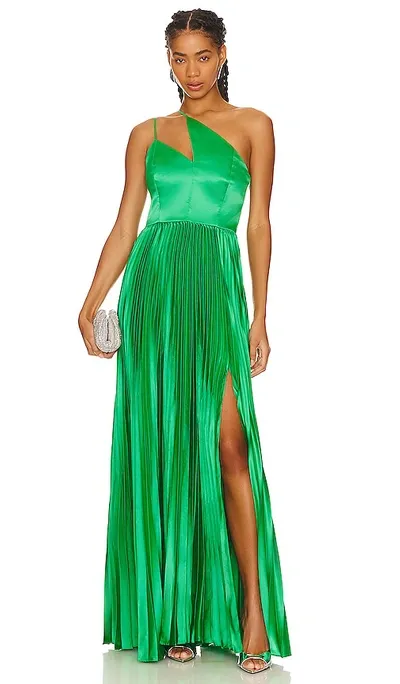 Amur Women's Khari Pleated Asymmetric Gown In Snow Pea