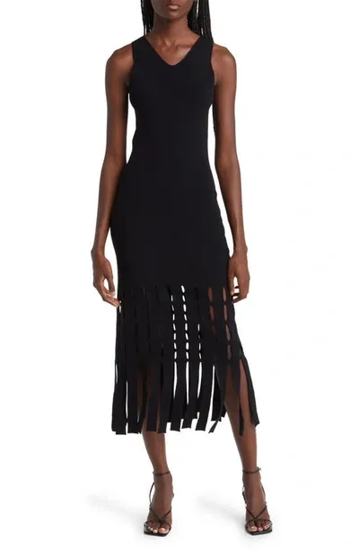 Rails Kaia Fringe-trim Midi Dress In Black