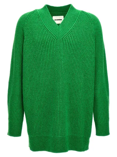 Jil Sander Oversized Sweater Sweater, Cardigans Green In Verde