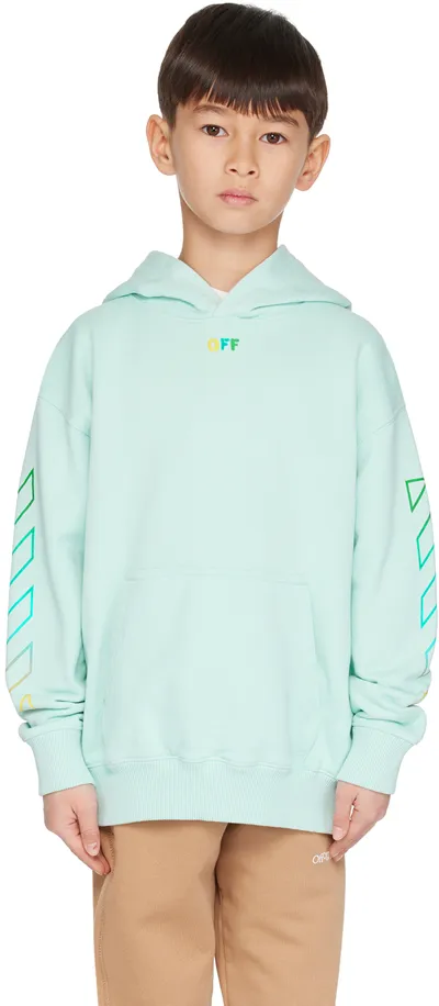 Off-white Kids Blue Arrow Rainbow Hoodie In Blue Glass Multicolo