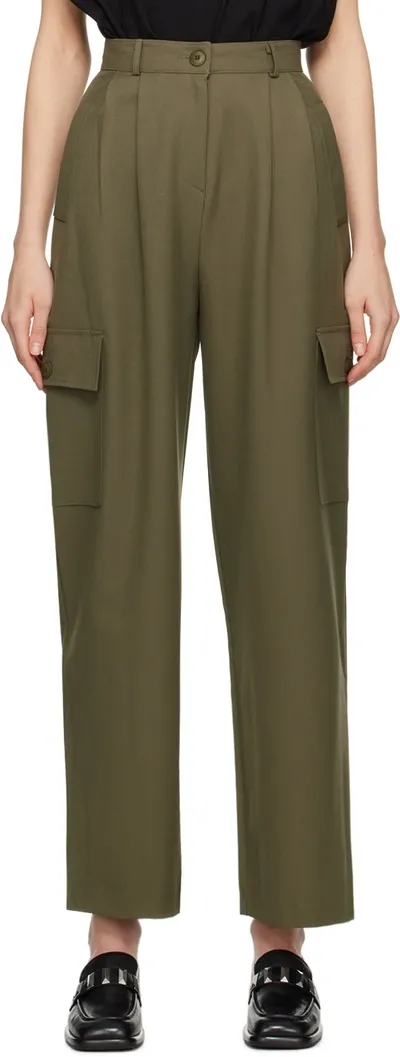 The Frankie Shop Khaki Maesa Trousers In Olive