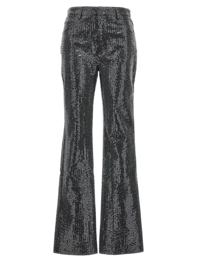 Rotate Birger Christensen Flared Sequin Embellished Jeans With Belt Loops In Black