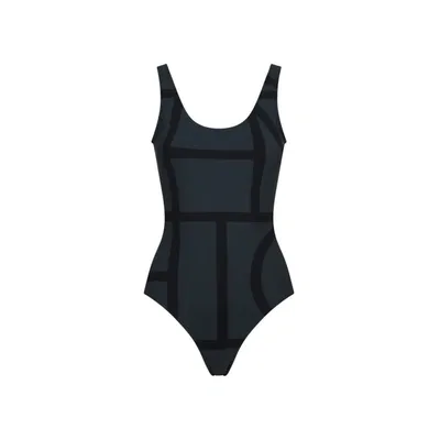 Totême Black Monogram One-piece Swimsuit