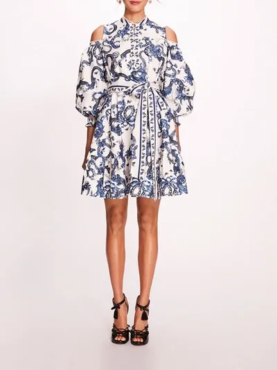 Marchesa Iris Mini Dress In Blue Multi