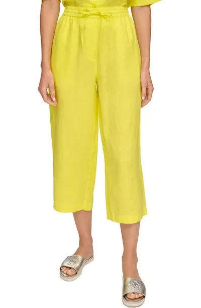 Dkny Pull-on Wide-leg Pants In Yellow