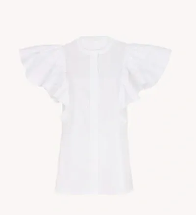 Chloé Ruffle-sleeve Cotton Blouse In White