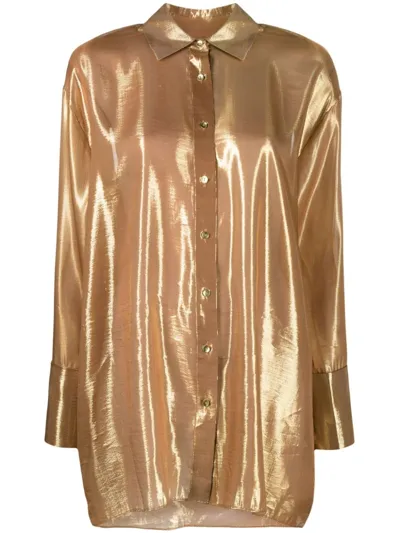 Retroféte Nude Glitter Romy Silk Chiffon Shirt In Nude & Neutrals