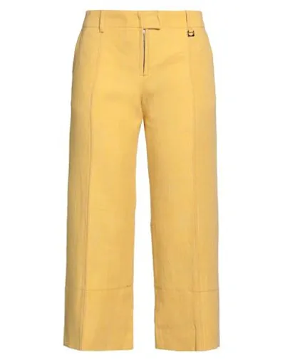 Jacquemus Areia Cropped Linen-blend Straight-leg Pants In Yellow