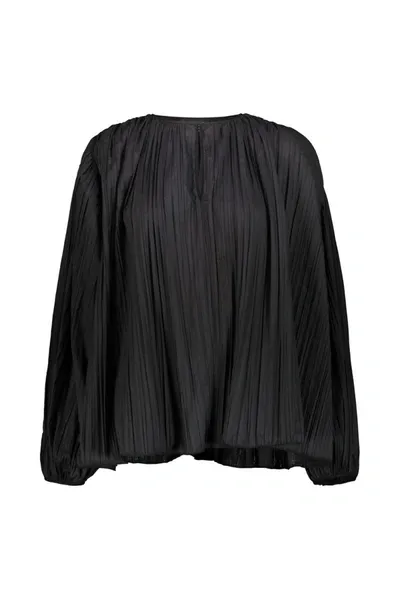 Rochas Pleated Puff-sleeve Blouse In Black