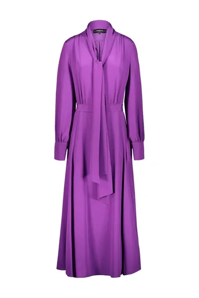 Rochas Long Dress In Crepe De Chine In Pink & Purple