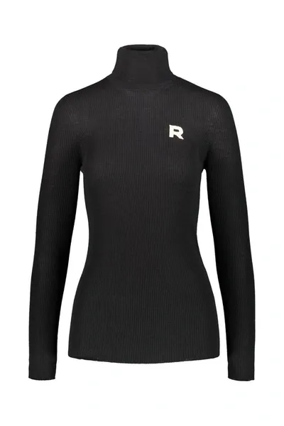 Rochas Turtle Neck In Ribbed Fine Wool In Black