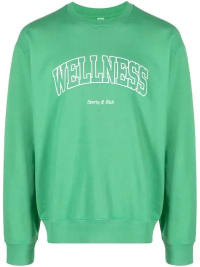 Sporty And Rich Slogan-print Cotton Sweatshirt In Green