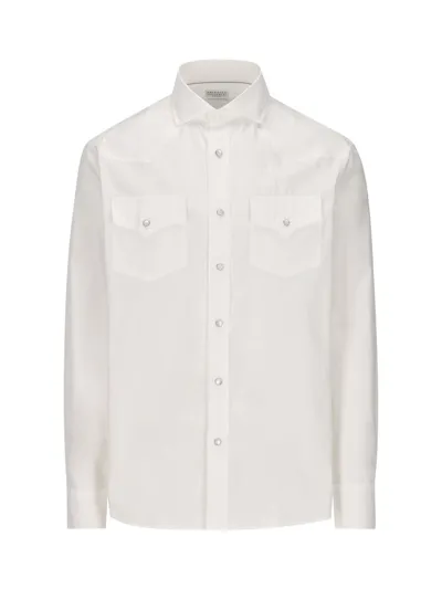 Brunello Cucinelli Collared Buttoned Shirt In White