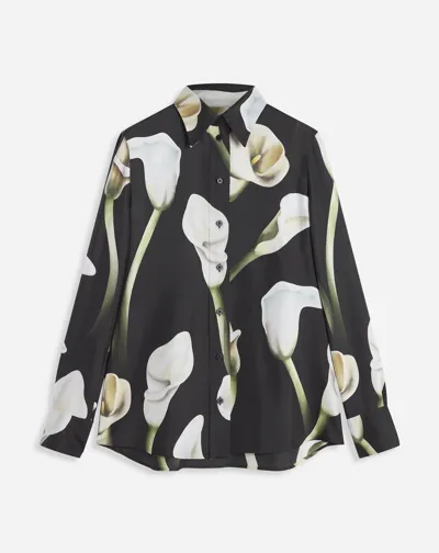 Lanvin Calla Lily-print Silk Shirt In Black