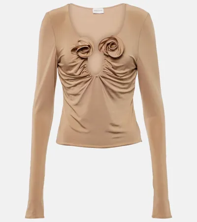 Magda Butrym Appliquéd Gathered Stretch-jersey Top In Neutrals