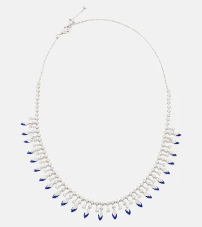 Kamyen Marquise 18kt White Gold And Enamel Choker With Diamonds In Blue