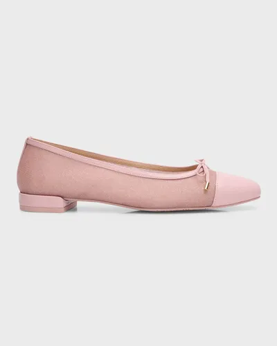 Stuart Weitzman Sleek Sparkle Leather Ballerina Flats In Ballet