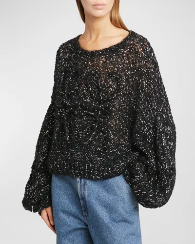 Loewe Lurex Mohair Sweater With Anagram Detail In Black