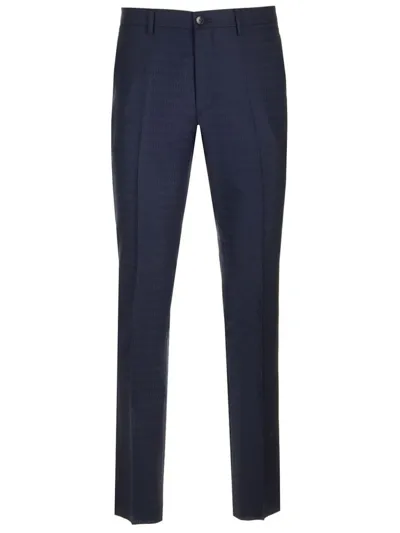 Etro Jacquard Straight-leg Wool Trousers In Blue