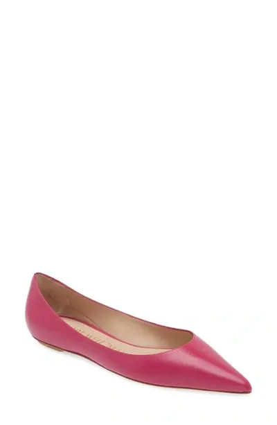 Stuart Weitzman Women's Emilia Pointed-toe Leather Ballet Flats In Begonia