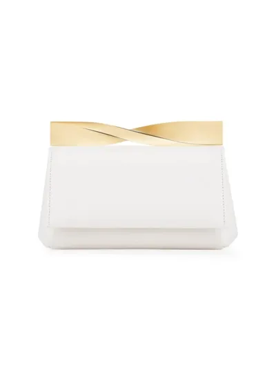 Aquazzura Women's Mini Twist Leather Clutch In White