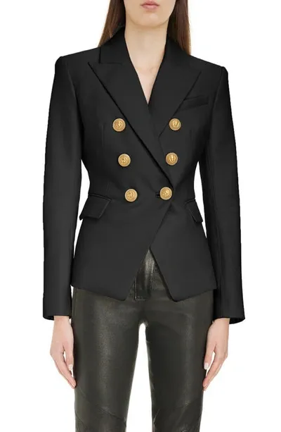 Balmain Double-breasted Blazer In Black