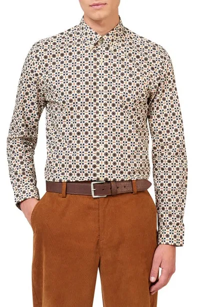 Ben Sherman Foulard Print Button-down Shirt In Fog