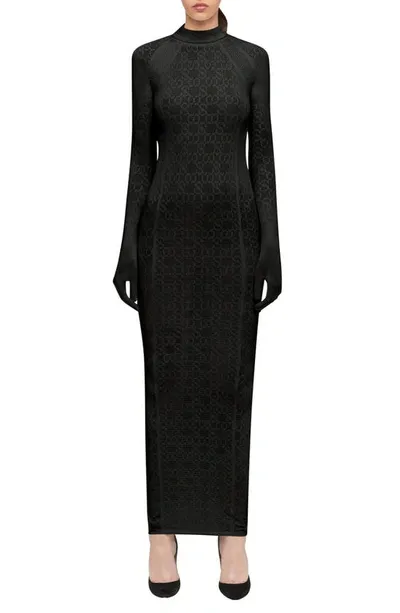 Wolford X Simkhai Warp-knit Logo Maxi Dress With Gloves In Black