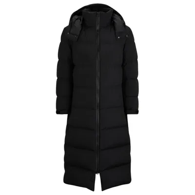 Hugo Long-length Down Puffer Coat With Water-repellent Finish In Black